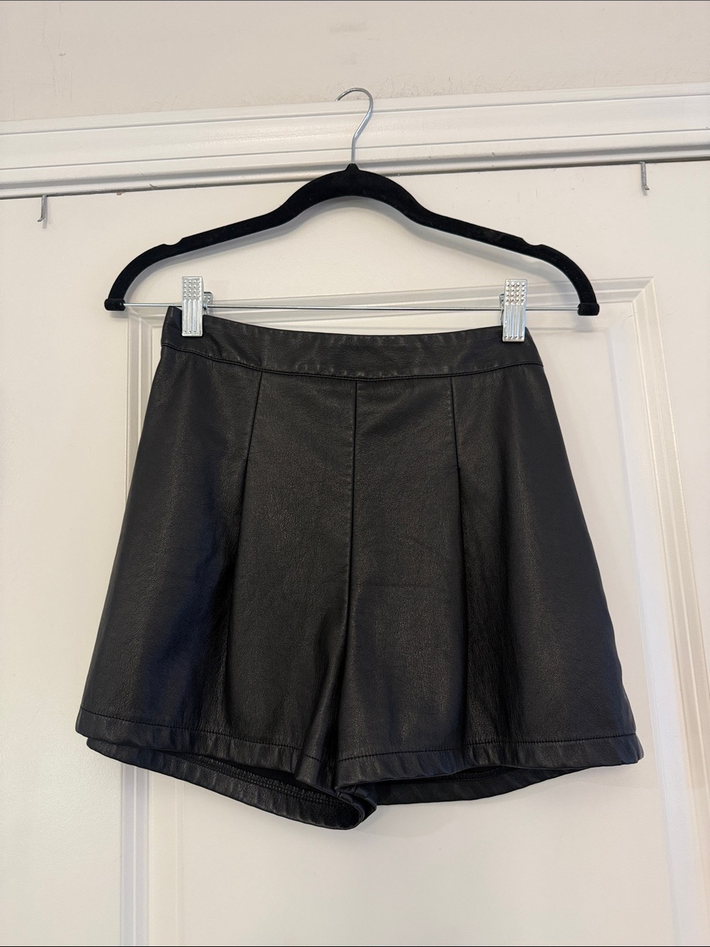 Black Faux Leather Women’s High-Waist Shorts